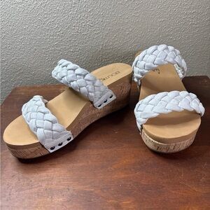 Corkys White Braided Wedge Sandals Size 9 Nee